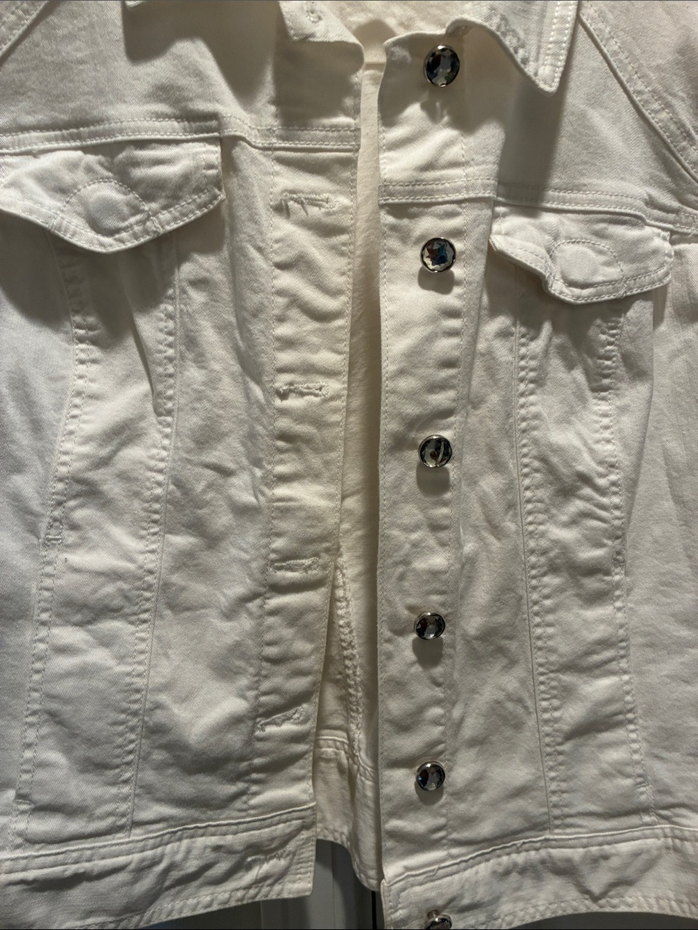 JM Collection Women's Off-White Denim Jacket - Picture 4 of 11